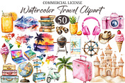Watercolor Travel Clipart Bundle, a Seasonal Illustration by designcity5 (Thumbnail 1 of 5)