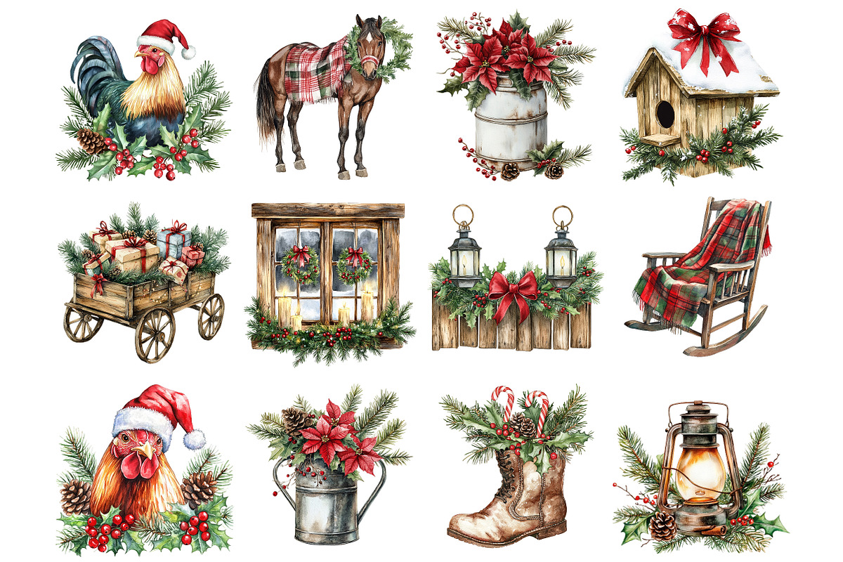 Christmas Farm Clipart, a Seasonal Illustration by CitraGraphics (Photo 3 of 5)