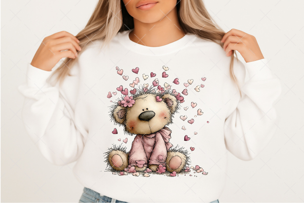 Quirky Valentine Teddy Bear Clipart, an Illustration by Craft Nest (Photo 7 of 11)