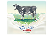 Set illustrations for milk label, a Food Illustration by Countryside life (Thumbnail 2 of 7)