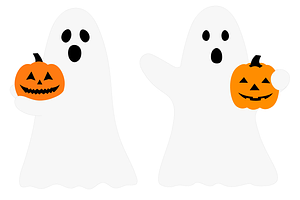 Halloween Ghost With Pumpkin Clipart