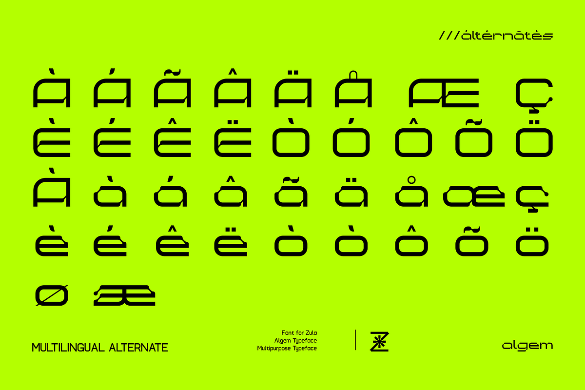 Algem - Futuristic Display Font, a Symbol Font by Font For Zula™ (Photo 15 of 19)