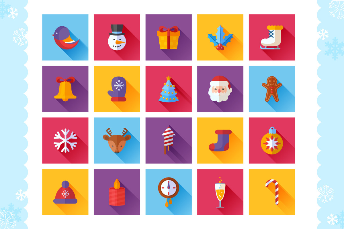 Christmas Flat Icons Set preview 3