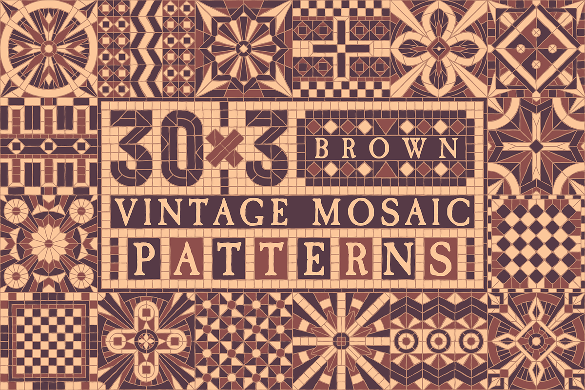 30x3 VINTAGE MOSAIC PATTERNS (BROWN), a Pattern Graphic by 2DFUNS (Photo 1 of 7)