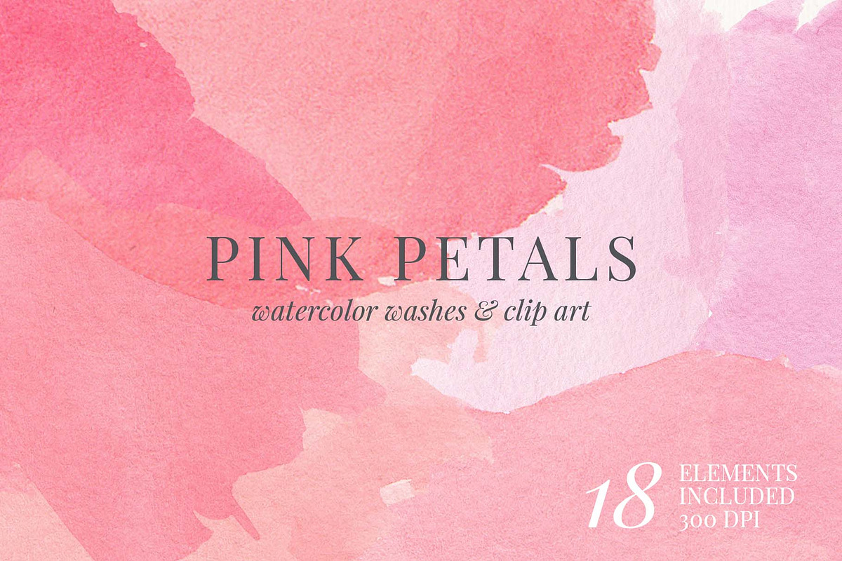 Pink Petals Watercolor Clip Art, a Texture Graphic by Chelsea Bromley (Photo 1 of 4)