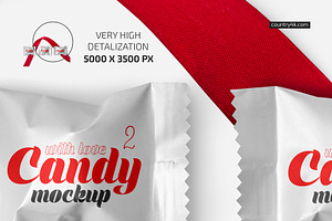 Candy With Red Ribbon Mockup Set