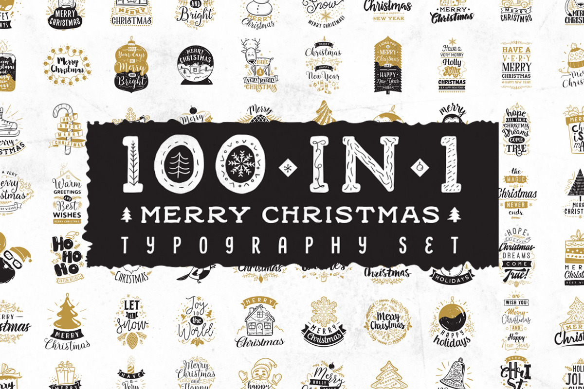 Merry Christmas typography. 100 in 1, a Graphic by pa3x (Photo 1 of 5)