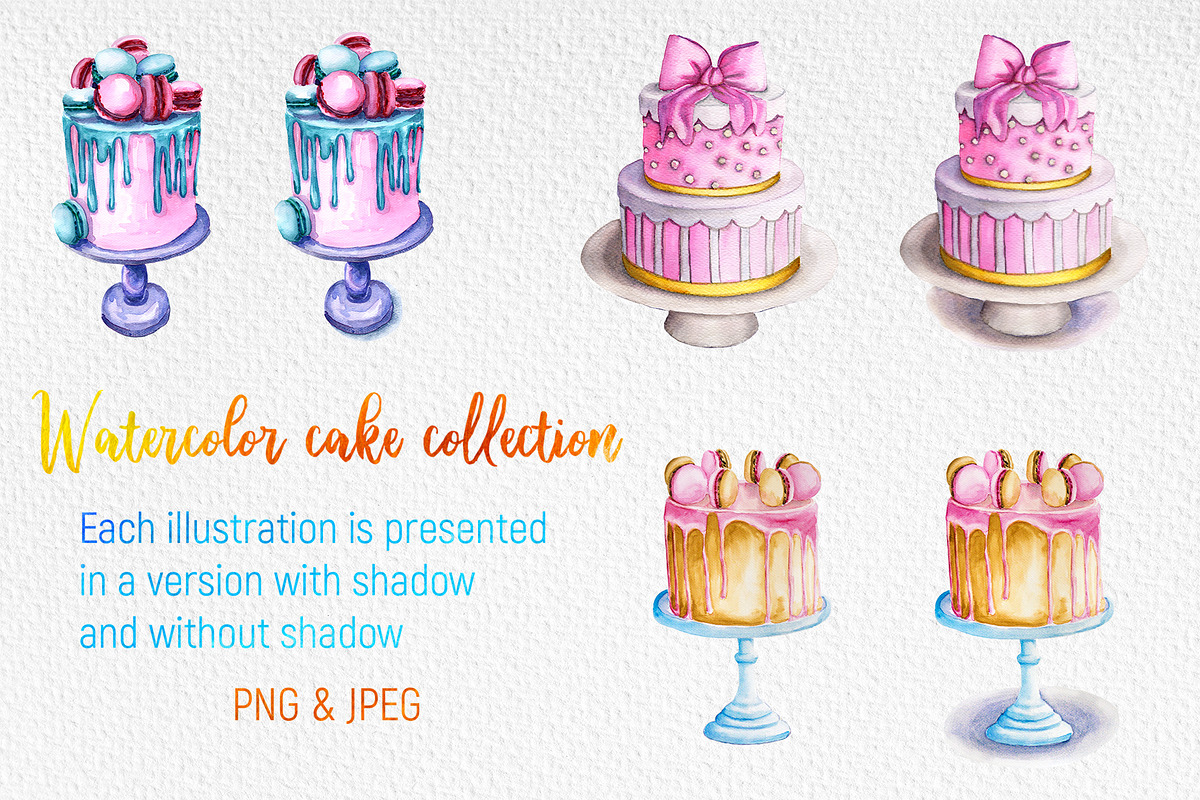 Watercolor cake set, a Food Illustration by Olha's watercolor (Photo 2 of 4)