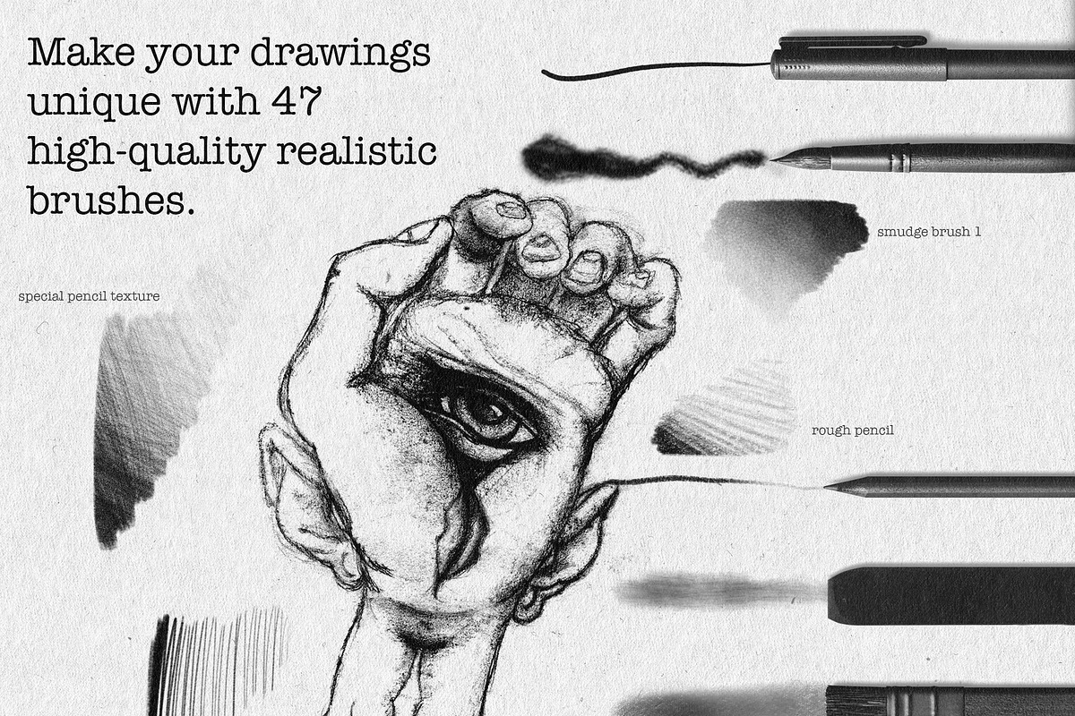 Drawing & Pencil Procreate Brushes, a Brush Add-On by BrushArchive (Photo 2 of 7)