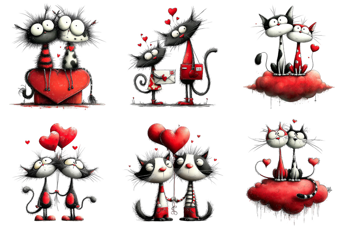 Valentine Romantic Cat Couple, an Illustration by Craft Nest (Photo 5 of 9)