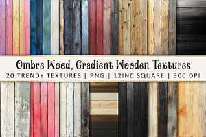 Ombre Wood, Gradient Wooden Textures, a Texture Graphic by OK Design