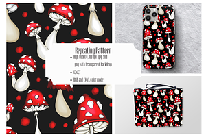 Mushrooms - Seamless Pattern