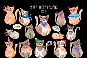 Cat Watercolor Clipart