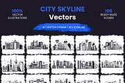 City Skyline Vectors, a Background Graphic by Brickclay (Thumbnail 1 of 6)