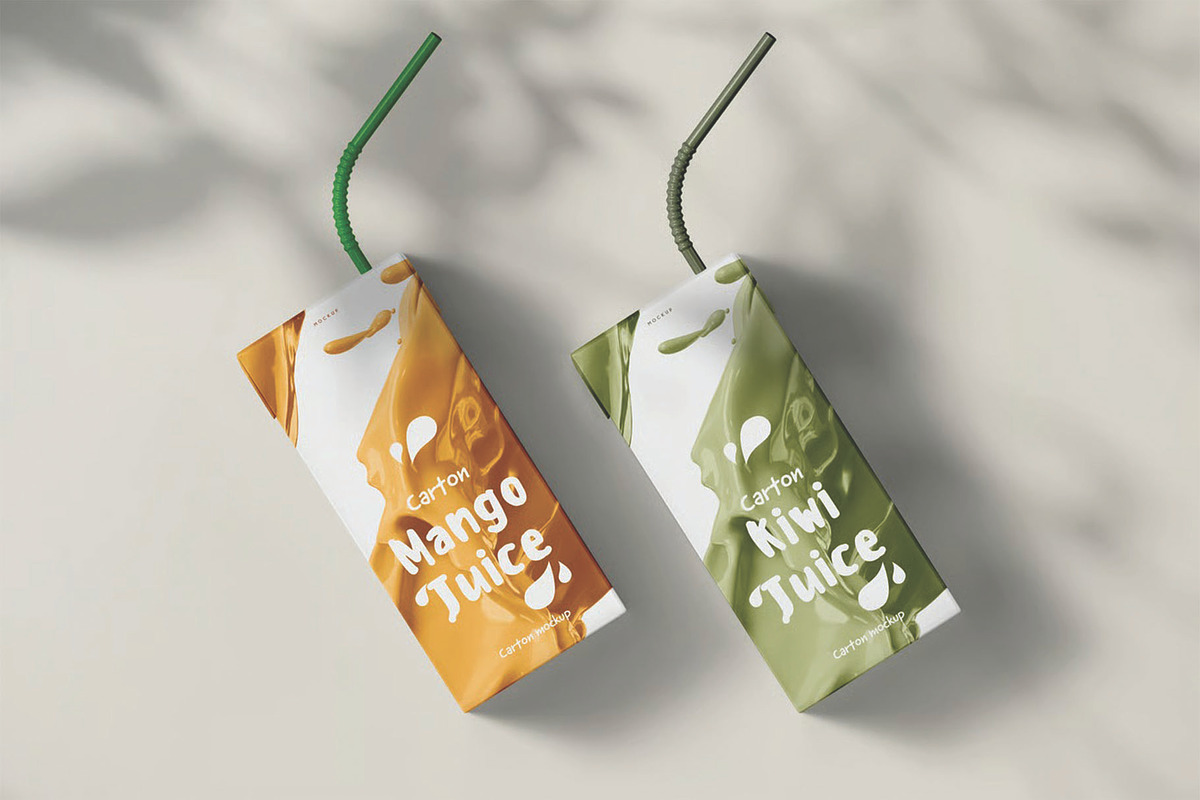 Juice Carton Packaging Box Mockup, a Packaging Mockup by DesignRushMarket (Photo 8 of 15)
