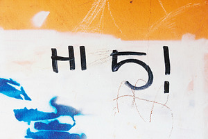 Graffiti tag hi 5 on grungy wall, an Abstract Photo by BOOCYS