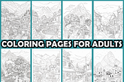Mountain Town in Snow Coloring Pages, an Animal Illustration by martinblan (Thumbnail 3 of 4)