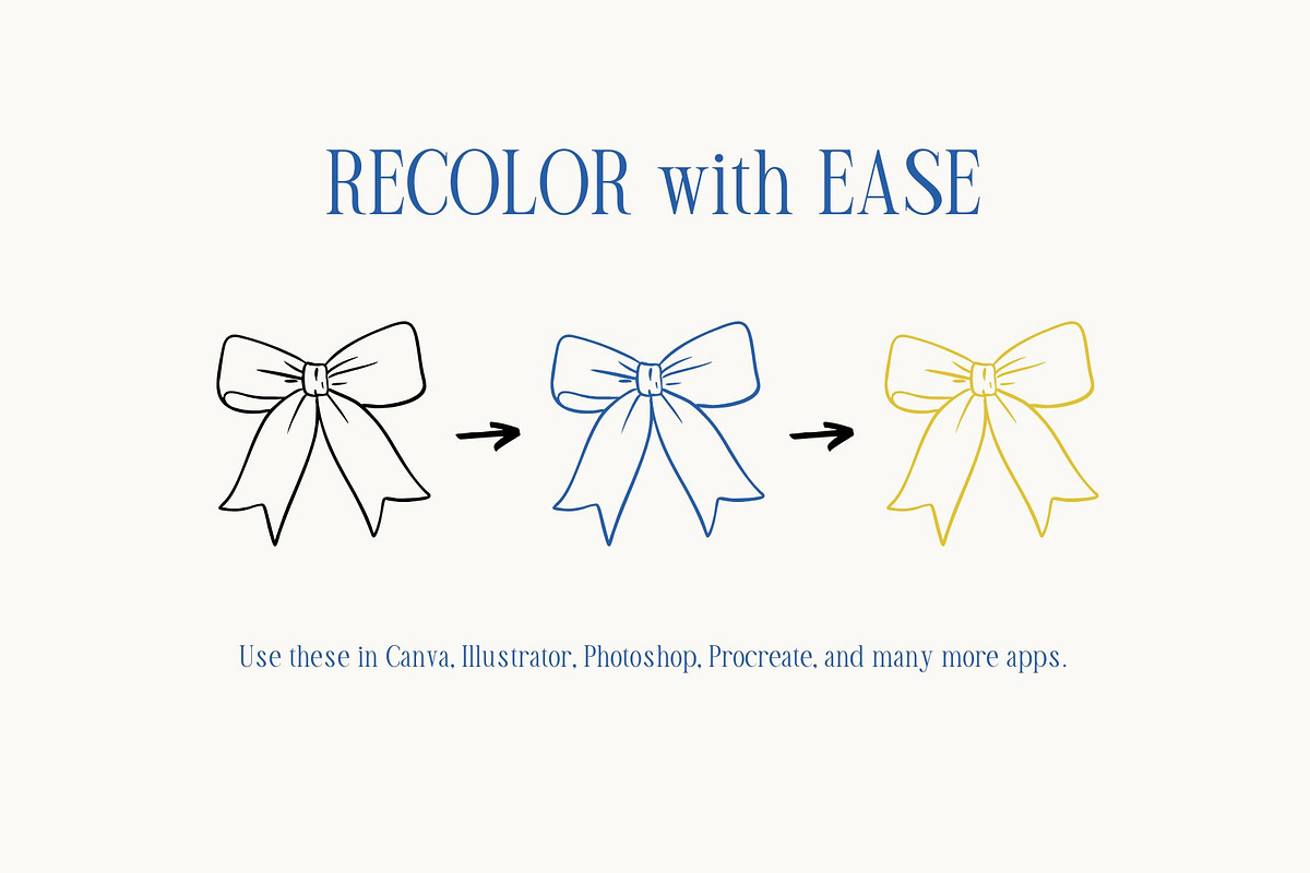 Hand Drawn Whimsical Bow Clipart, a Decorative Illustration by Hello Holly Studio (Photo 7 of 10)