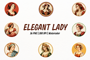 1940s Elegant Lady Round Clipart, a Person Illustration by New-School-Wave (Thumbnail 1 of 5)