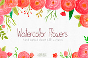 watercolor flowers clipart, a Decorative Illustration by Autumn Breeze (Thumbnail 1 of 3)