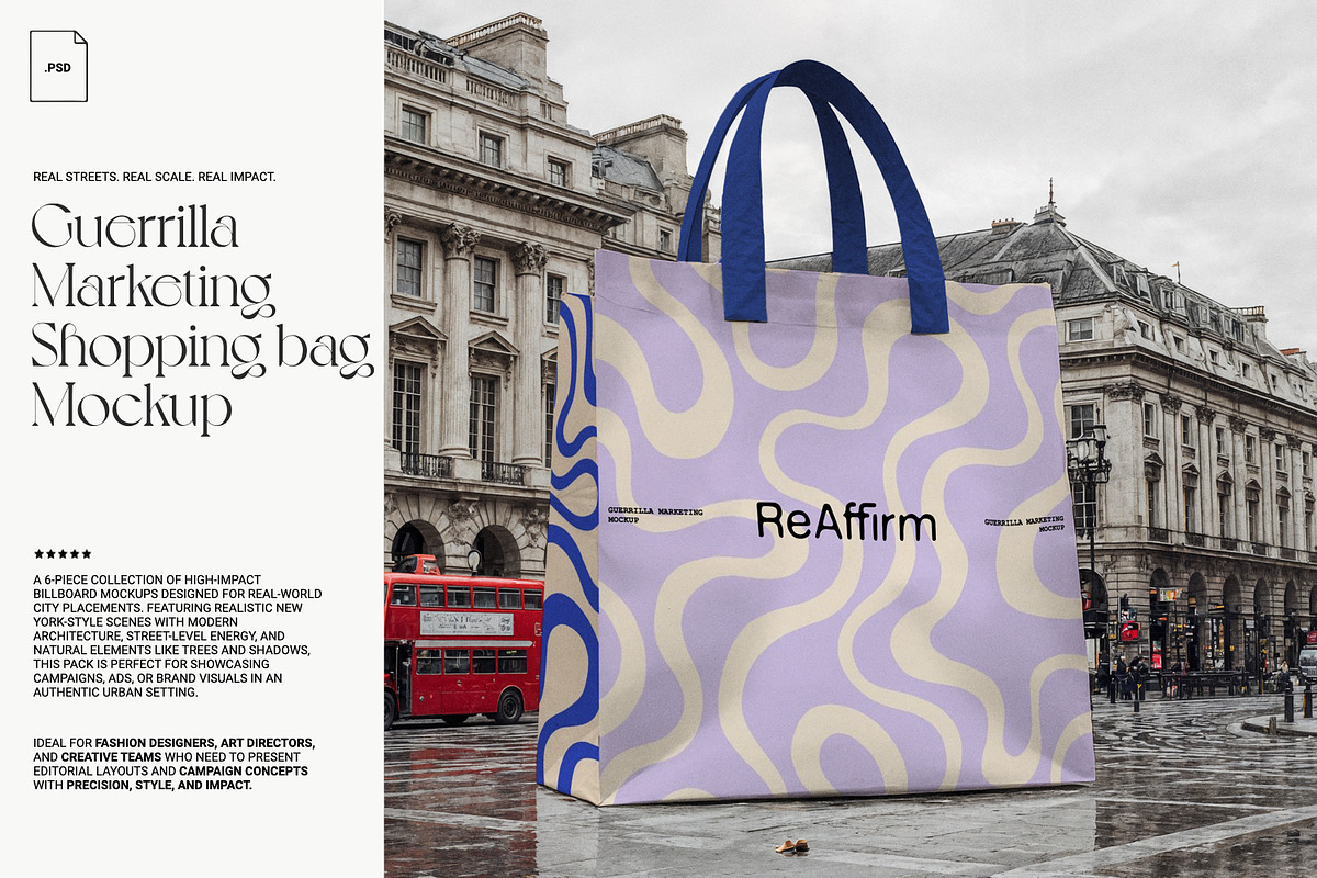 Guerrilla Marketing Shop Bag Mockup, a Mockup by ReAffirm (Photo 3 of 10)