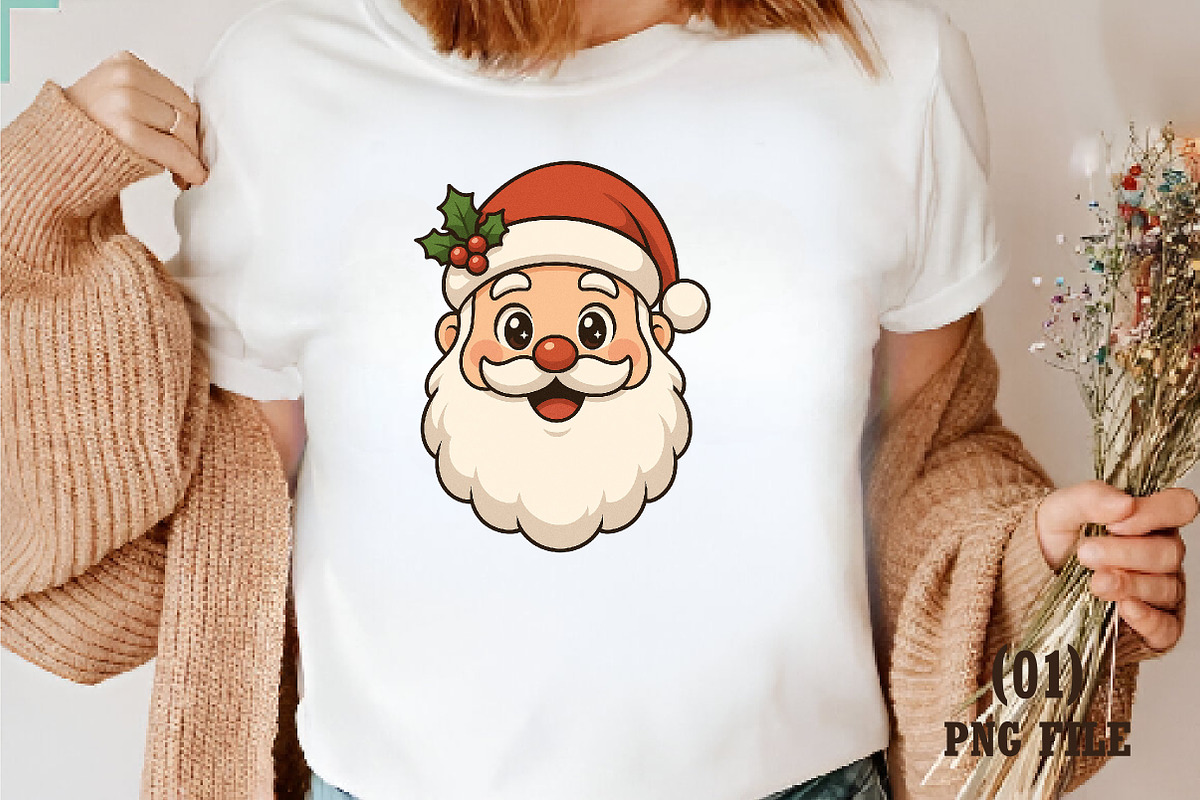 Cute Cartoon Santa Claus Face PNG, an Illustration by DreamArtGraphic (Photo 1 of 5)