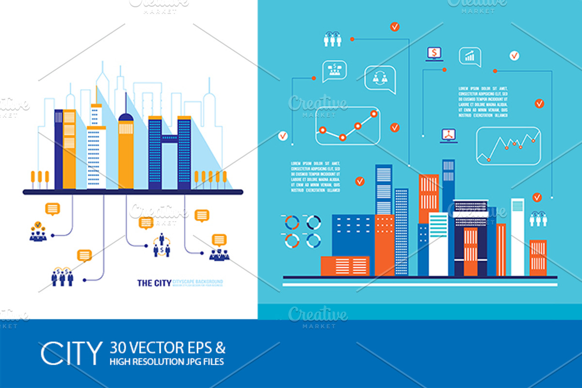 30 City background infographics set, a Work Illustration by Anttoniu (Photo 4 of 4)