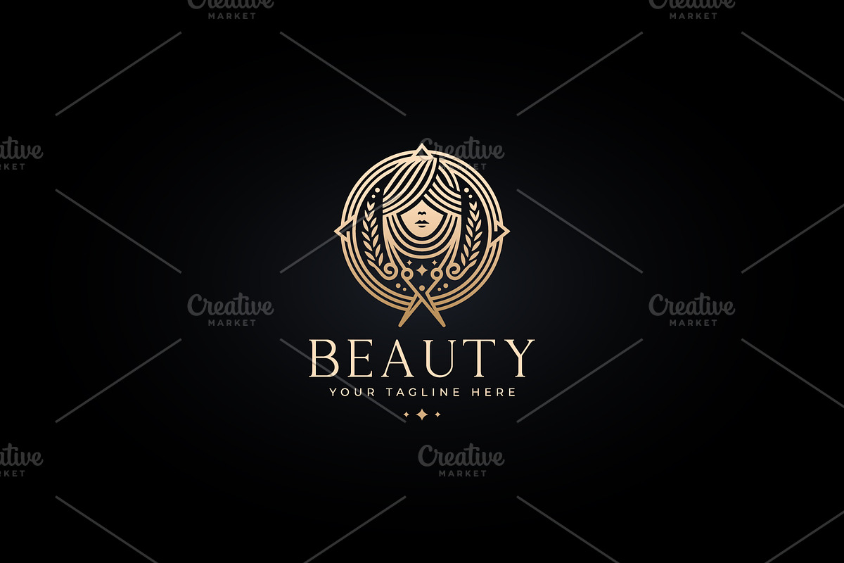beauty salon line art label logo, a Branding & Logo Template by Blazybone