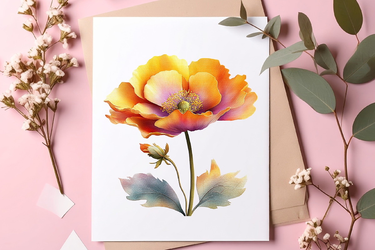 Whimsical spring poppy flowers Png, an Illustration by SinaCreation (Photo 8 of 11)