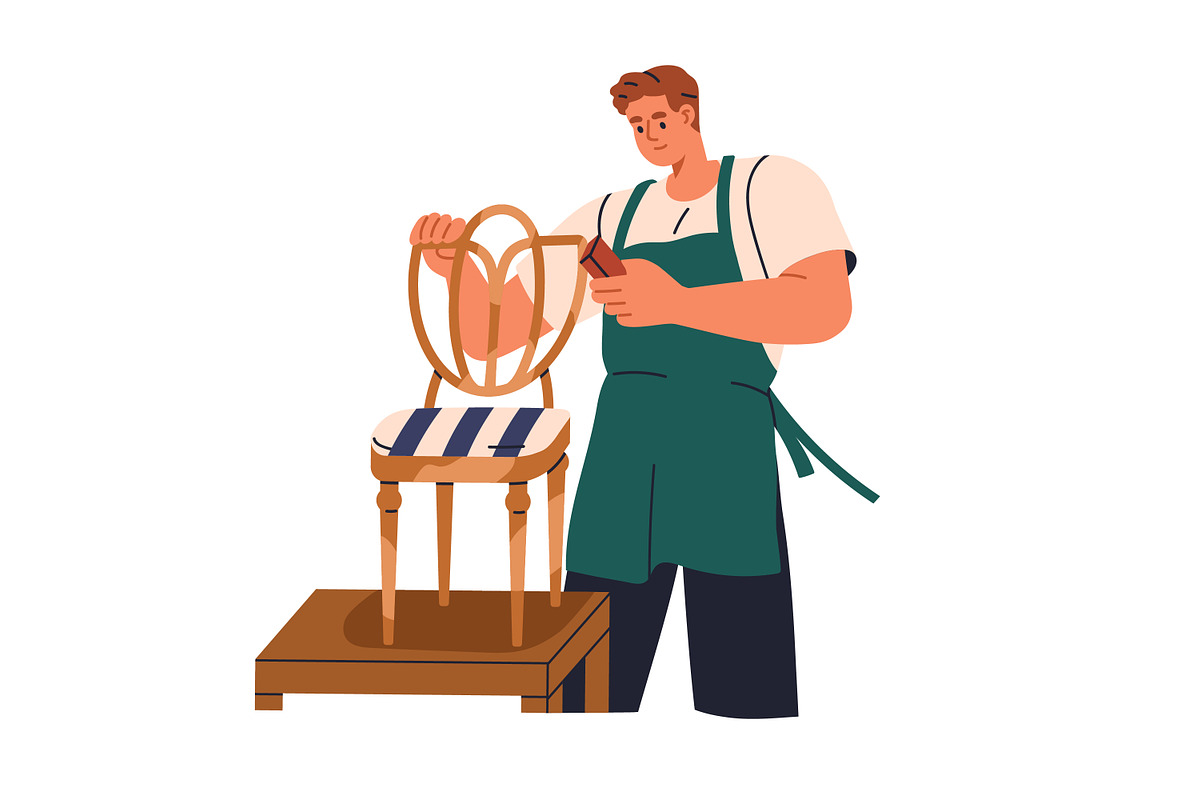 Workers, carpenters do woodwork set, a Work Illustration by Good Studio (Photo 5 of 11)
