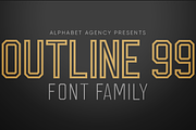 OUTLINE 99 FONT FAMILY (8 FONTS), a Font by Alphabet Agency (Thumbnail 1 of 7)