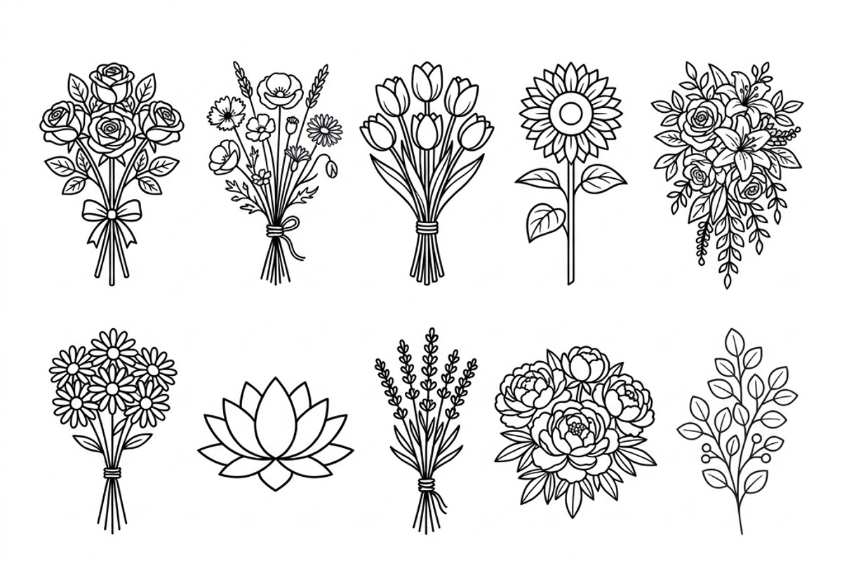 Bundles Set Floral Wedding Icons, an Outline Icon by adenpinkstore (Photo 18 of 44)