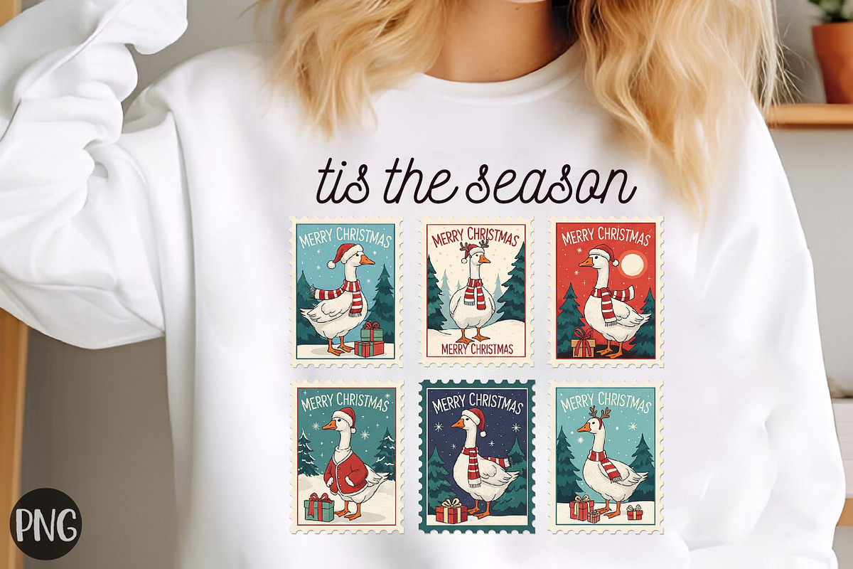 Silly Goose Christmas Stamps Png, an Illustration by Libby Wishes (Photo 1 of 6)