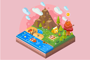 Nice Nature Isometric Scenery.
