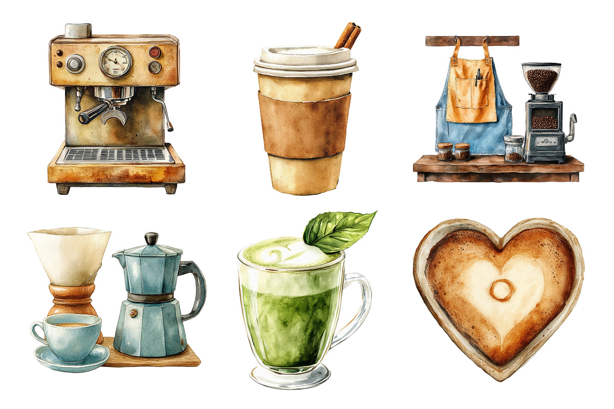 Watercolor Coffee Lover Clipart, an Illustration by Daily.Designs (Photo 4 of 5)