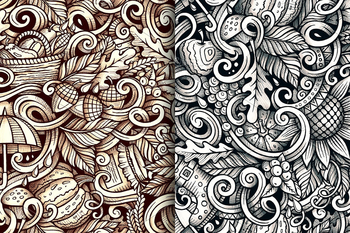 Autumn Graphics Doodles Patterns, a Decorative Illustration by BALABOLKA (Photo 4 of 6)