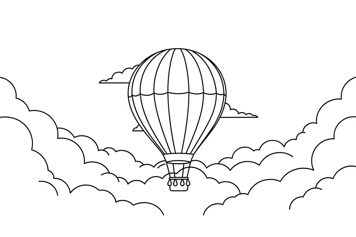 Hot Air Balloon Cloud Line Art bundl, an Illustration by Designer_Momina (Photo 26 of 51)