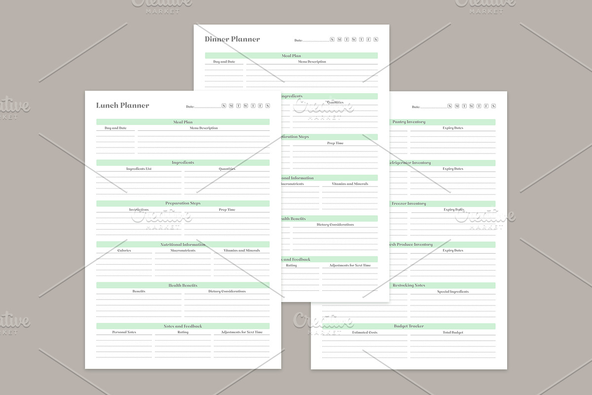 Meal Planning Pages Set V-08, a Stationery Template by shahsoft (Photo 3 of 3)