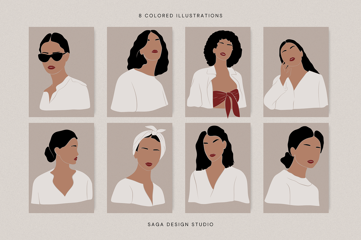 Minimalist Woman Illustrations, an Illustration by Saga Design Studio (Photo 2 of 6)