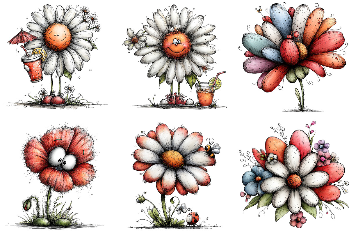 Whimsical Summer Flower Clipart, an Illustration by DreamArtGraphic (Photo 4 of 5)