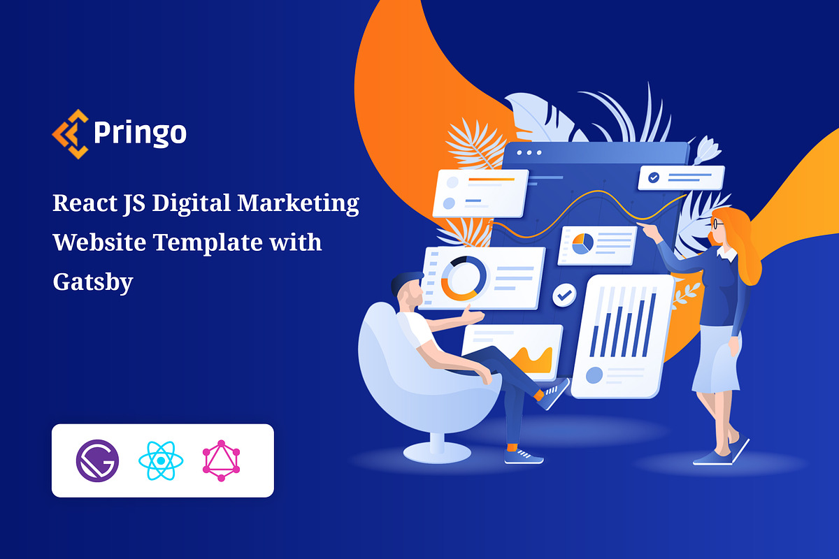 Gatsby Marketing Template - Pringo, a React Template by HasThemes (Photo 1 of 3)