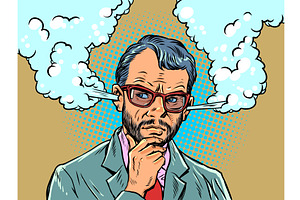 Pop Art Retro Thinking and solving, a Person Illustration by studiostoks