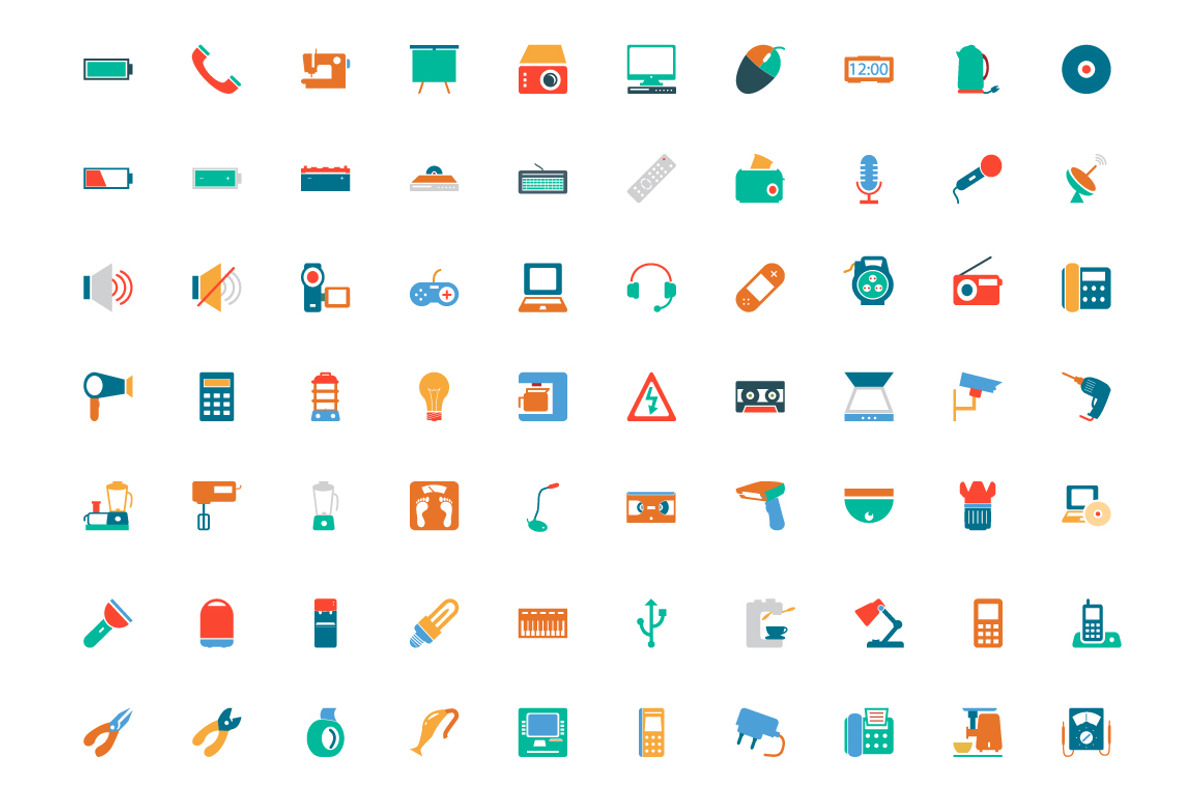 100+ Electronics Colored Icons preview 2