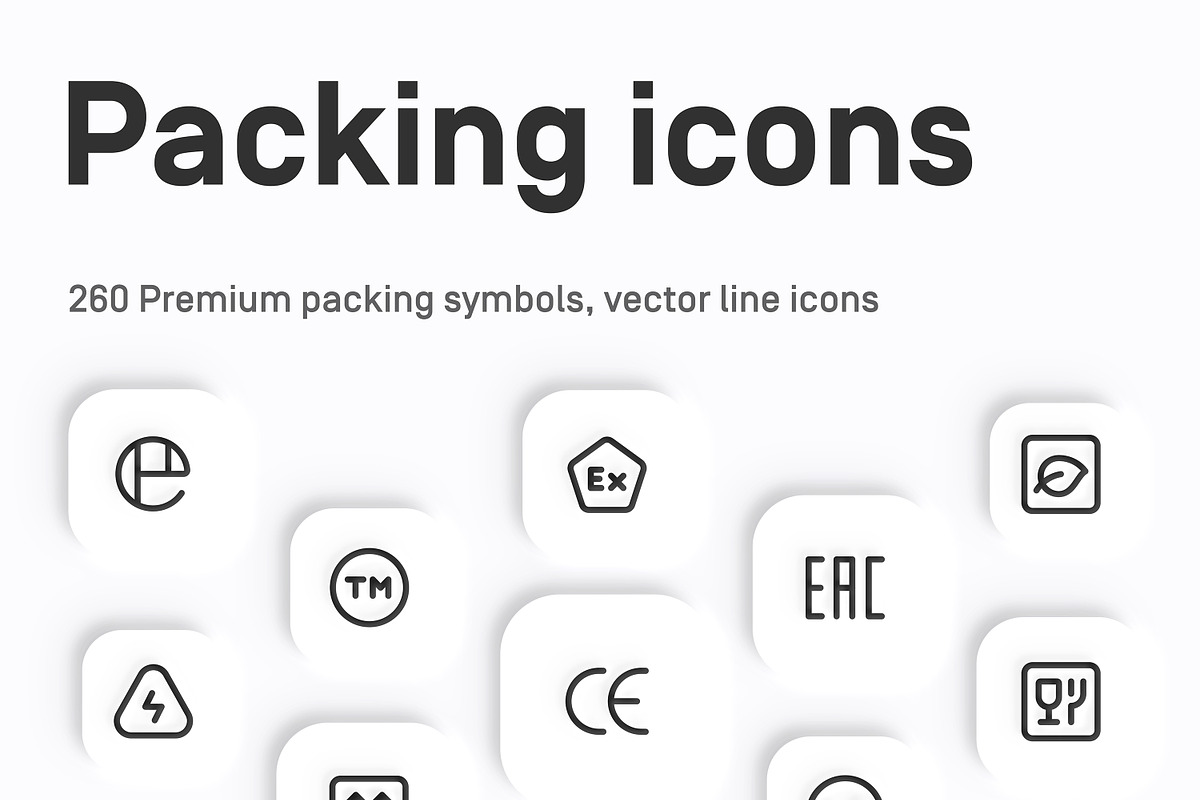 Packaging Symbols, vector line icons, an Outline Icon by Myicons (Photo 1 of 2)