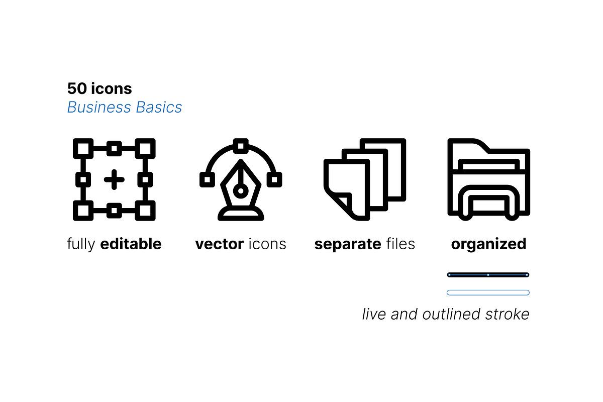50 Business Basics Icons, an Outline Icon by Side Project (Photo 3 of 7)