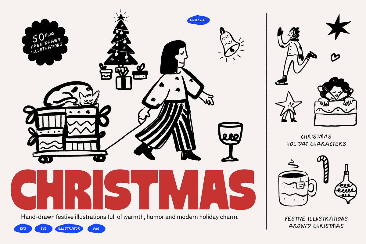 Christmas Vector Illustrations, an Illustration by dicreate (Photo 1 of 12)