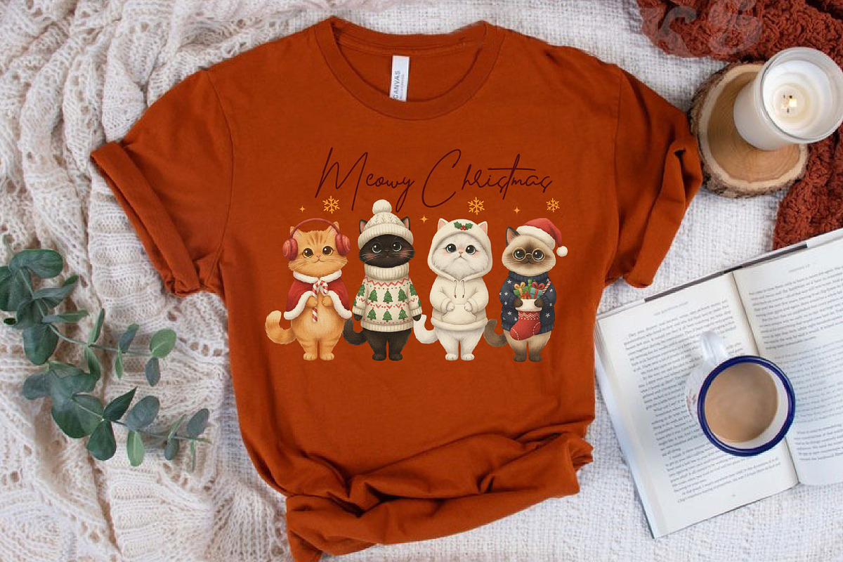 Cute Christmas Cats Wall Art PNG, an Illustration by Libby Wishes (Photo 2 of 8)