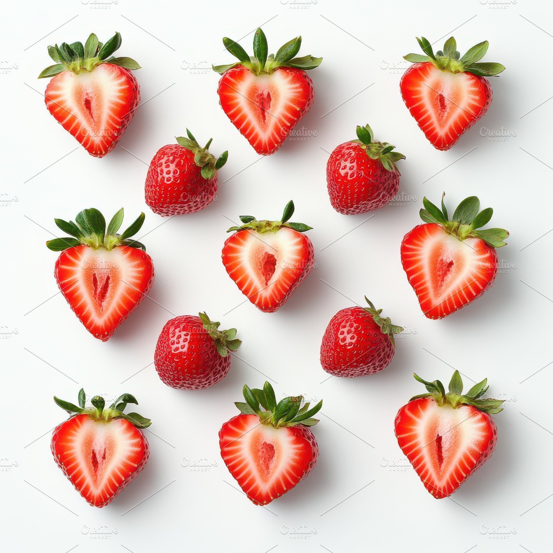 Ripe juicy strawberries isolated on, a Food & Drink Photo by Pixeness Studio
