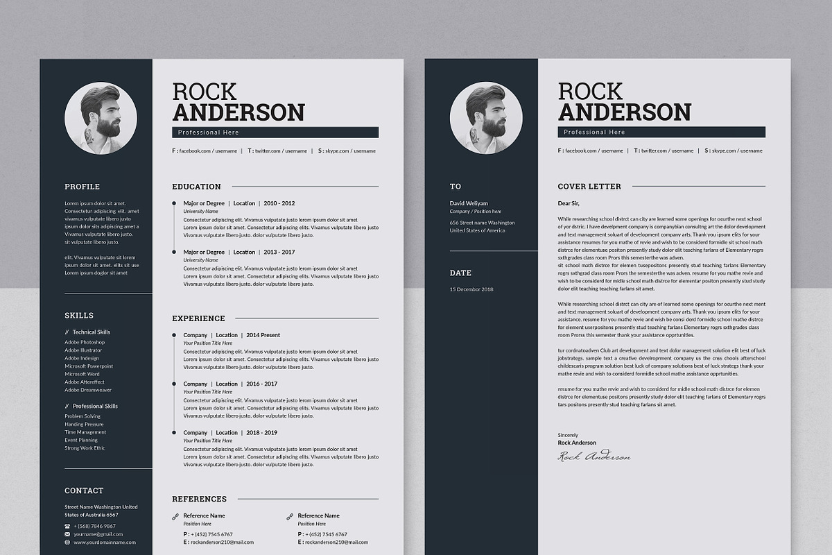 Modern Resume/CV Template, a Resume Template by Proper_media (Photo 2 of 5)