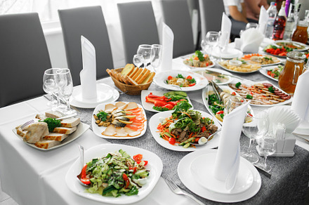 Fish dishes on the banquet table